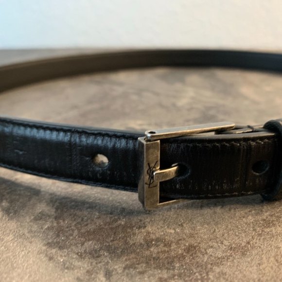 YSL Yves Saint Laurent black leather belt 85cm main image 7